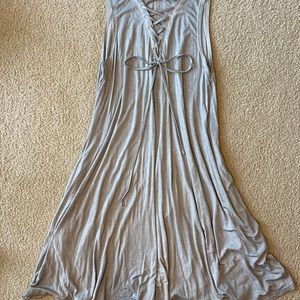 Light Gray V-Neck T-Shirt Dress